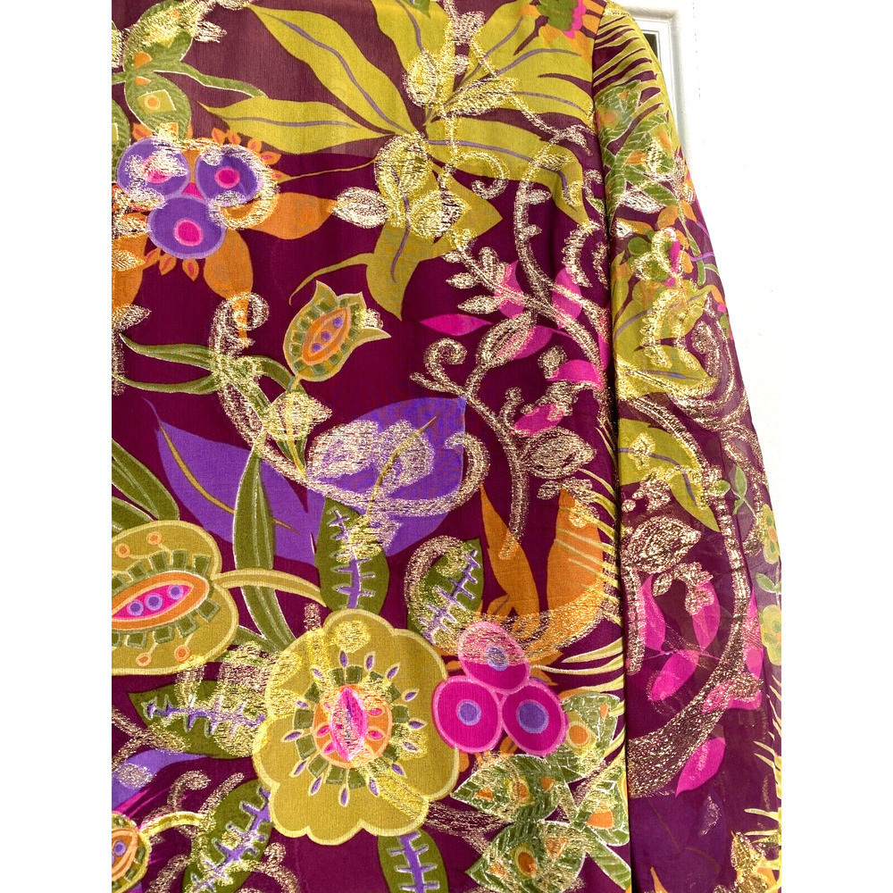 Garfinckel's Washington Stunning 1960'sVintage Multicolor ,gold sheen Maxi dress - Picture 2 of 9